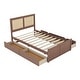 preview thumbnail 23 of 46, Rattan Platform Bed Frame with 4 Storage Drawers and Wooden Rattan Headboard for Kids, No Box Spring Needed