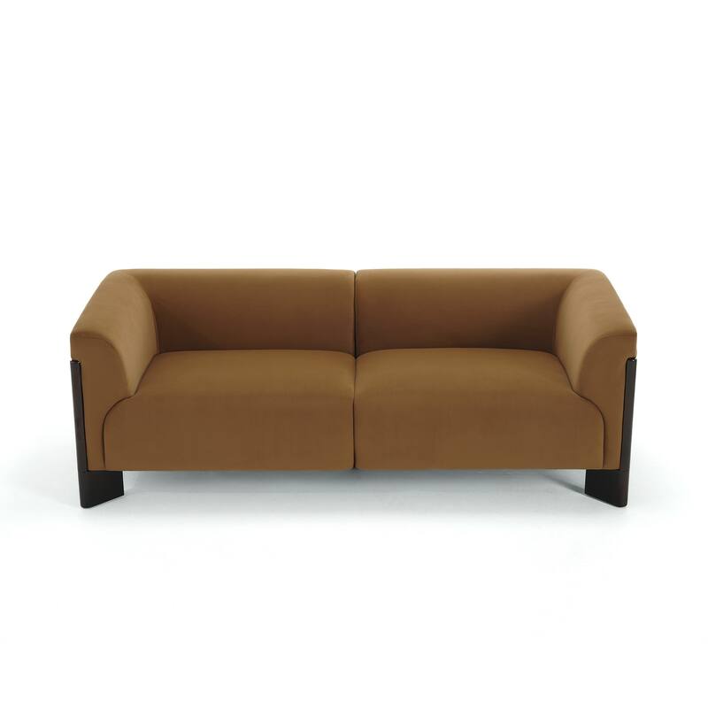 Mid-Century Tuxedo Arm Roomy Barrel Chair Oversized Loveseat Sofa