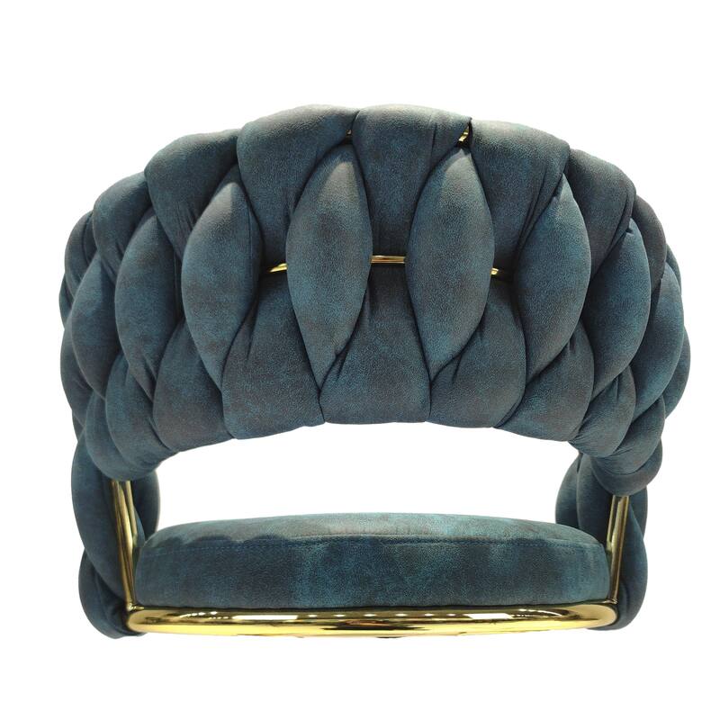 360 Swivel Suede Woven Bar Chair Set of 4, Upholstered Barstools with Metal Base