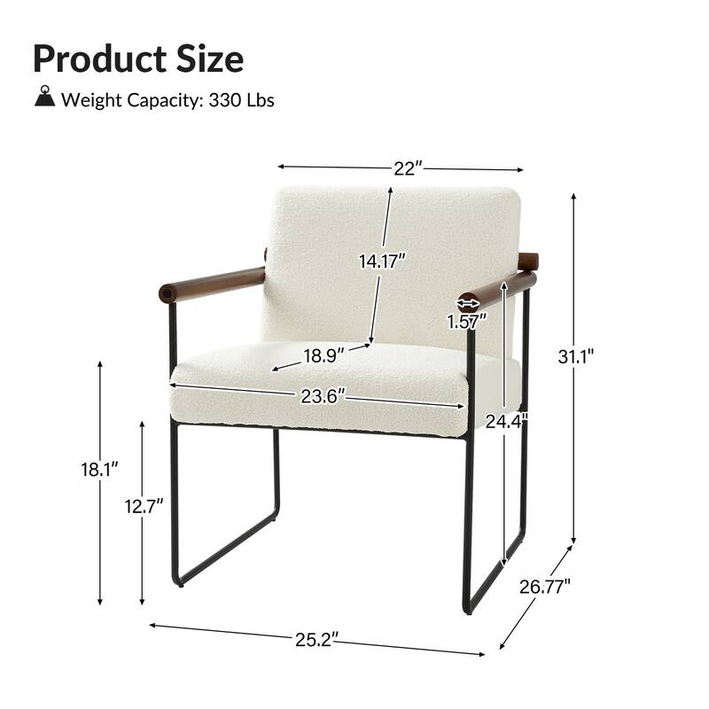Justo Modern Accent Armchair with Metal Base and Removable Cushion By HULALA HOME