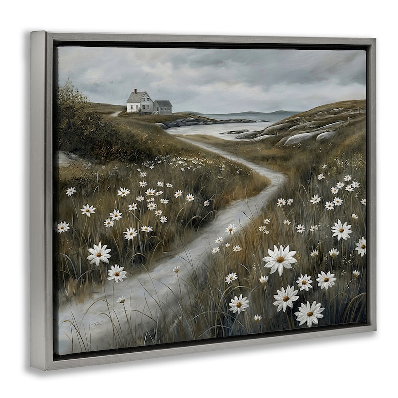 Stupell Serene Coastal Cottage Path Framed Floater Canvas Wall Art Design By Imagine It Images