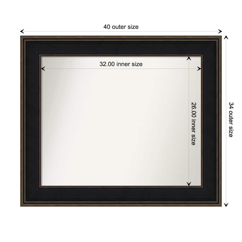 Mezzanine Espresso Framed Non-Beveled Custom Wall Mirror, Bathroom Vanity Mirror - Outer Size: 39.75 x 33.75