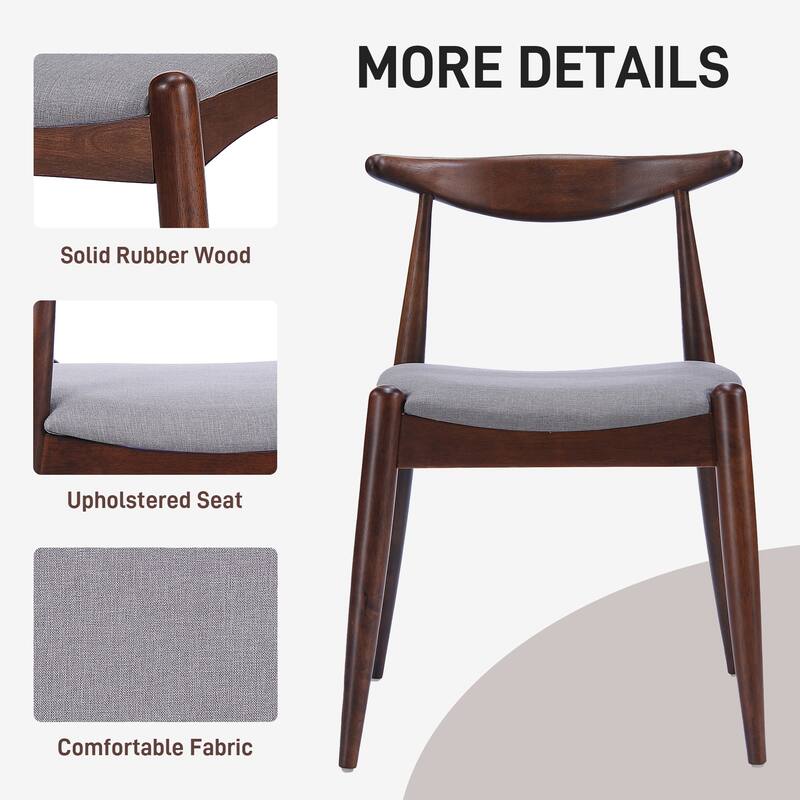 Roomfitters 5-Piece Mid-Century Dining Set, 47" Walnut Table with 4 Ergonomic Upholstered Chairs