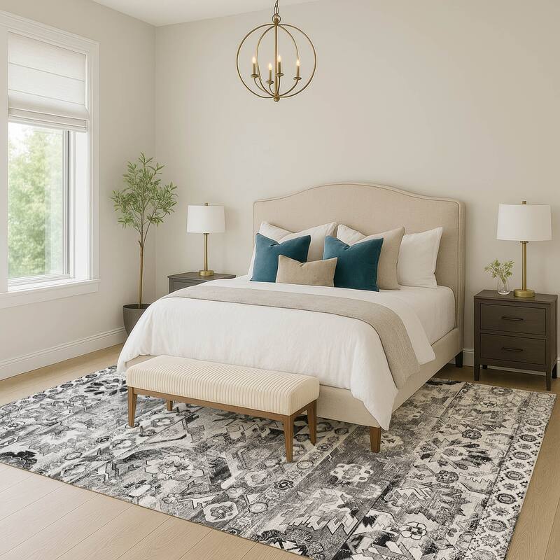 Machine Washable Indoor/ Outdoor Traditional Hudson Chantille Rug