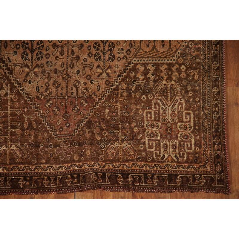 Qashqai Persian Antique Rug Hand-Knotted Vegetable Dye Wool Carpet - 4'8"x 7'9"