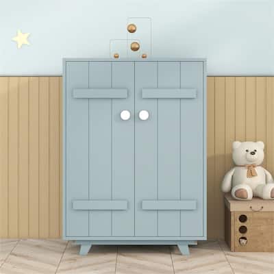 Merax Wooden Kids Armoires with Hanging Rod