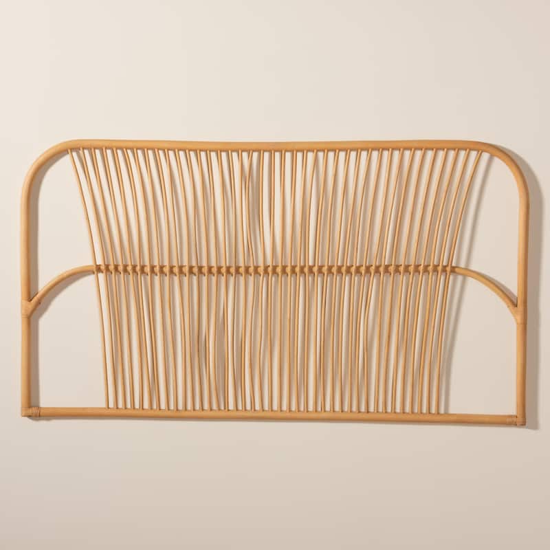 Laina Modern Bohemian Natural Rattan Wall-mountable Headboard-Queen