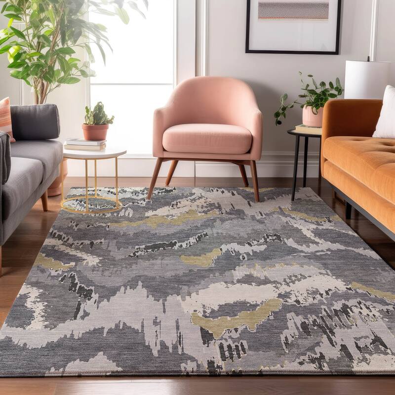 Premium Washable Super Soft Modern Ziggy Mayfield Rug - Gray - 2'6" x 3'10"
