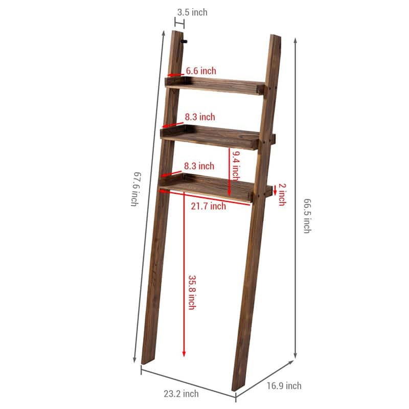 Over The Toilet Decorative Ladder Standing Shelf - 7.75"D x 23.25"W x 66.5"H