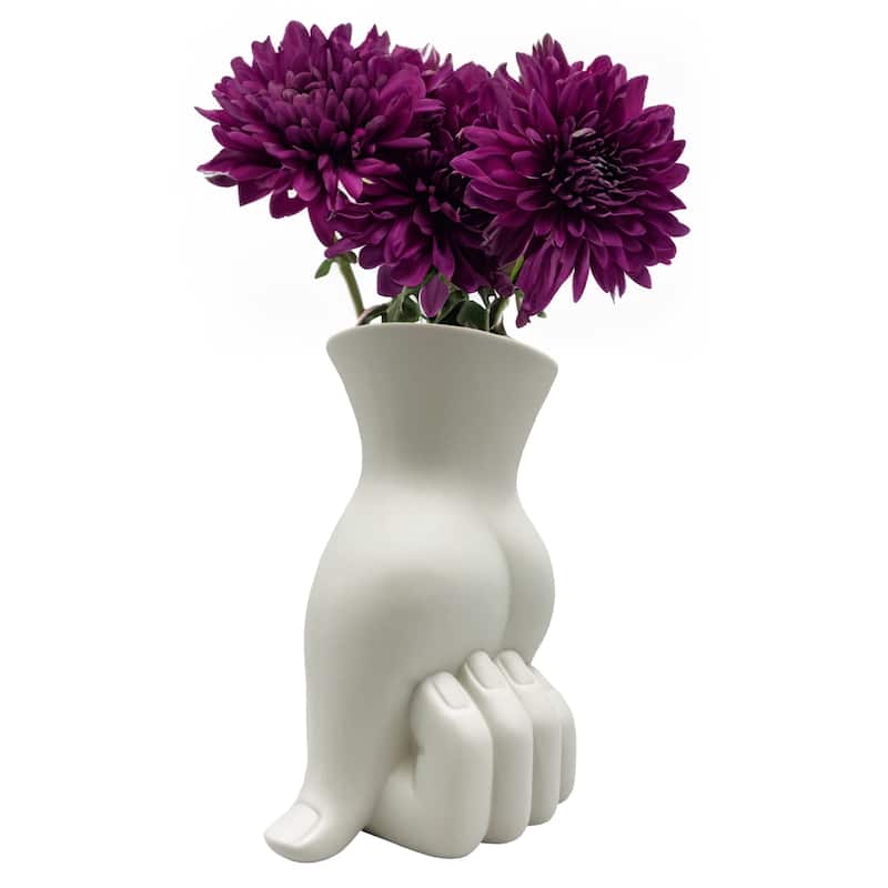 9 Inch Tall White Hand Ceramic Vase