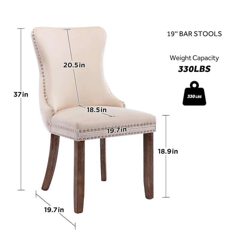 KATA Velvet Upholstered Wingback Dining Chairs Set of 2