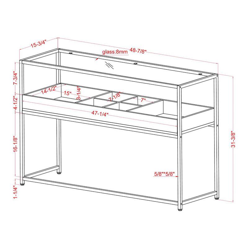 Reid Urban Brown and Black 55-inch Mixed Material 6-Compartment Entryway Table by Furniture of America