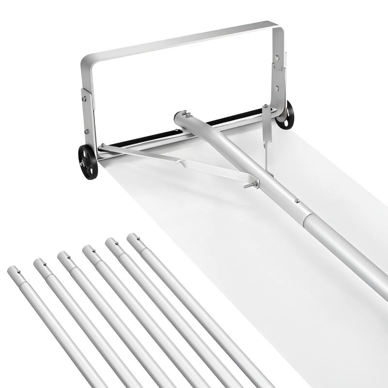 18.5-Inch Aluminum Roof Snow Rake with Adjustable Handle and Smooth Wheels for Easy Snow Removal - Silver, White, Black