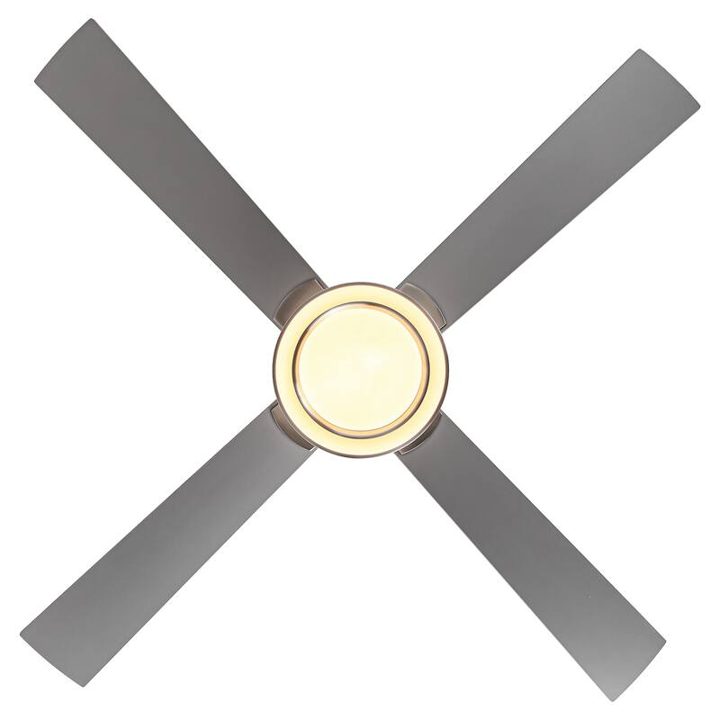 52" Brushed Nickel 4-Blades LED Ceiling Fan with Light and Remote