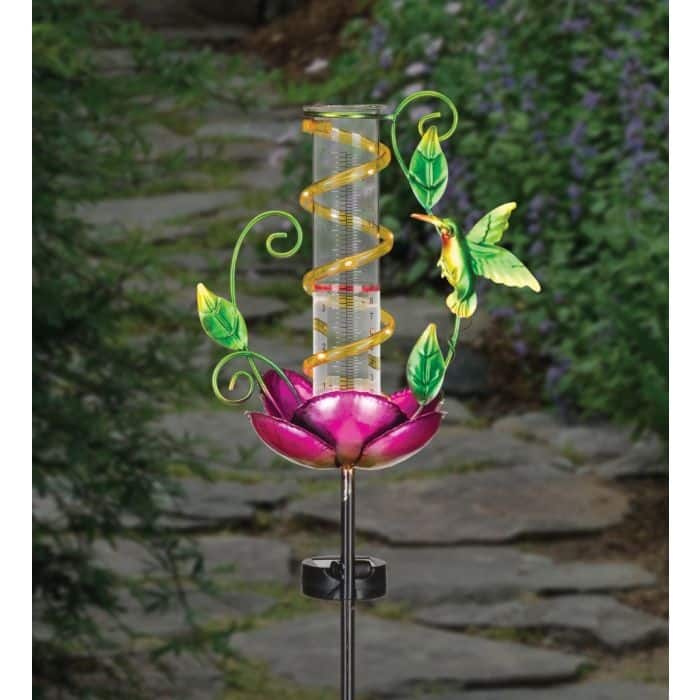 Rain Gauge Solar Stake - Hummingbird