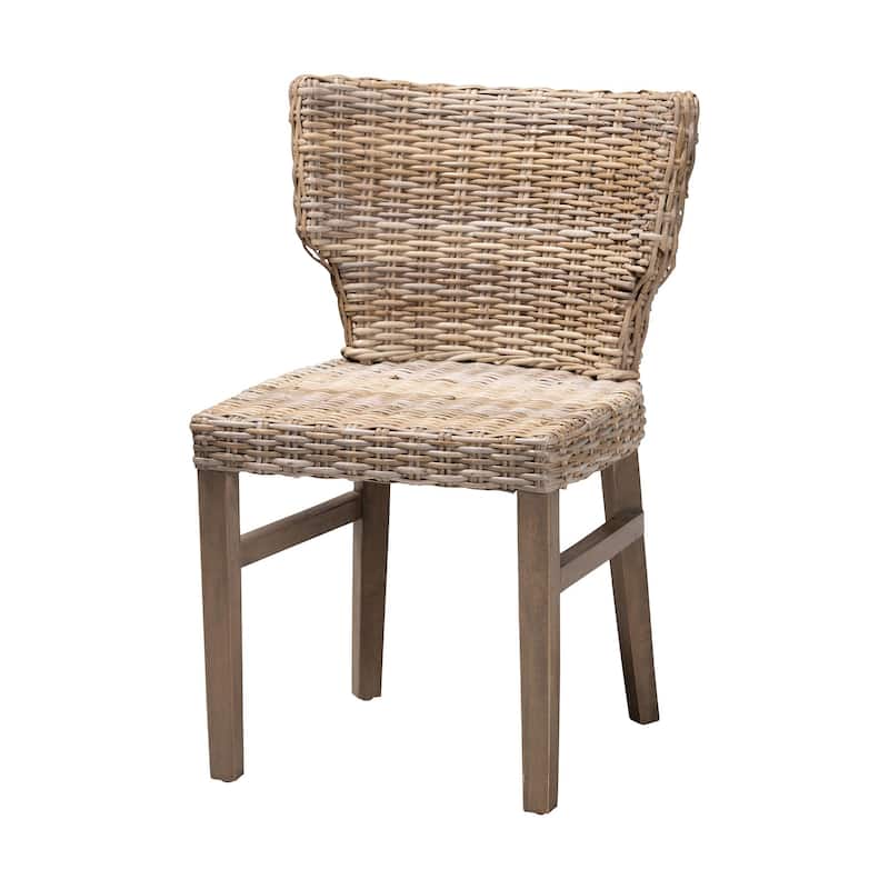 Enver Bohemian Natural Rattan &Mahogany Wood Dining Chair