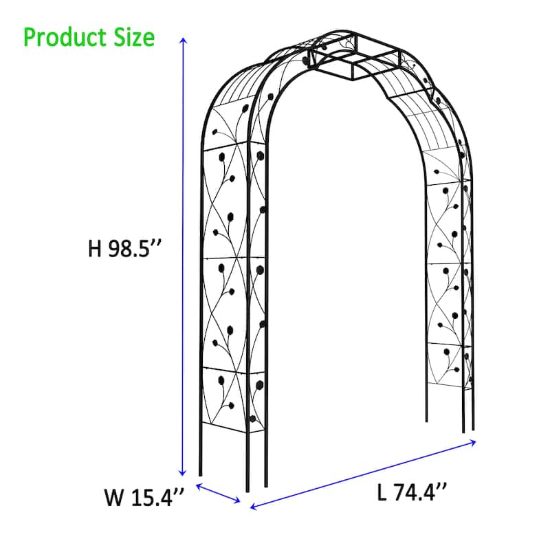 Metal Garden Arch "W74.4 x H98.4" Garden Arbor Trellis Climbing Plants Support Rose Arch Outdoor Arch Black