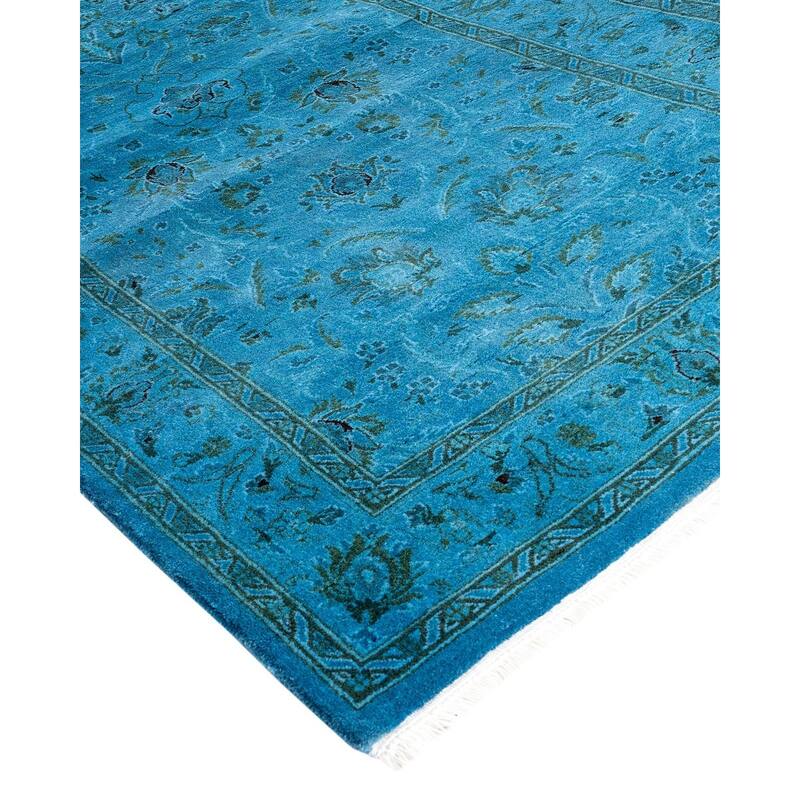 Fine Vibrance, One-of-a-Kind Hand-Knotted Runner Rug - Blue, 2' 6" x 10' 3" - 2' 6" x 10' 3"
