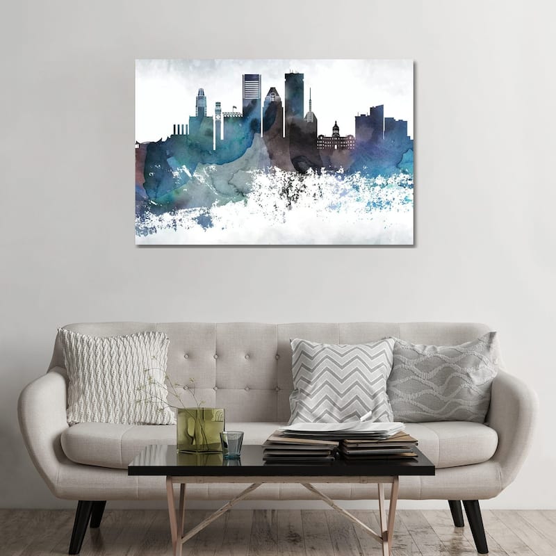 iCanvas "Baltimore Bluish Skylines" by WallDecorAddict Canvas Print - 32x48x1.5