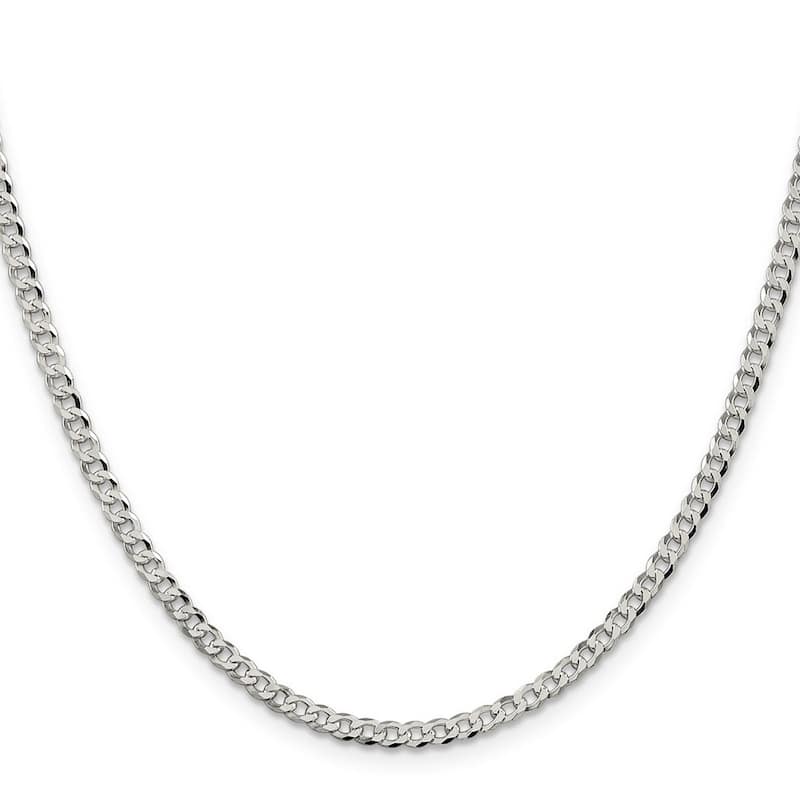 Curata 925 Sterling Silver 3.2mm Beveled Curb Chain Necklace Options: 16 18 20 22 24