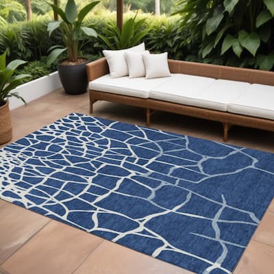 HomeRoots Abstract Transitional Rectangle Outdoor Rug