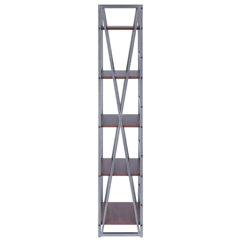 5 Tier Tall Storage Shelf - 61.5" - Graphite and Walnut