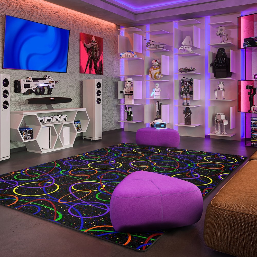 Looped Fluorescent Nylon Area Rug