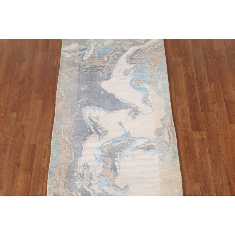 Modern Indian Abstract Accent Rug Handmade Wool Carpet - 2'9"x 4'10"