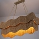 preview thumbnail 7 of 7, Mira 6-Light Handwoven Linear Large Island Light Boho Chandelier for Dining Room Kitchen Island Living Room in Brass - 38 Wide