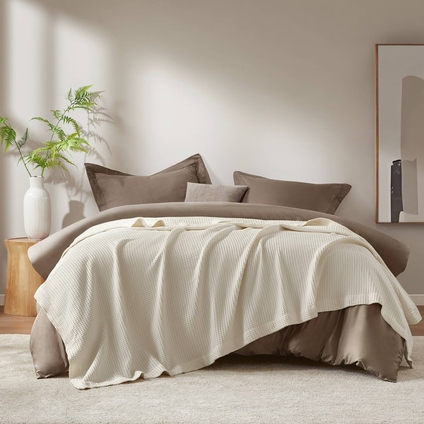 slide 2 of 11, Madison Park Waffle Weave Cotton Blanket Full/Queen - Ivory