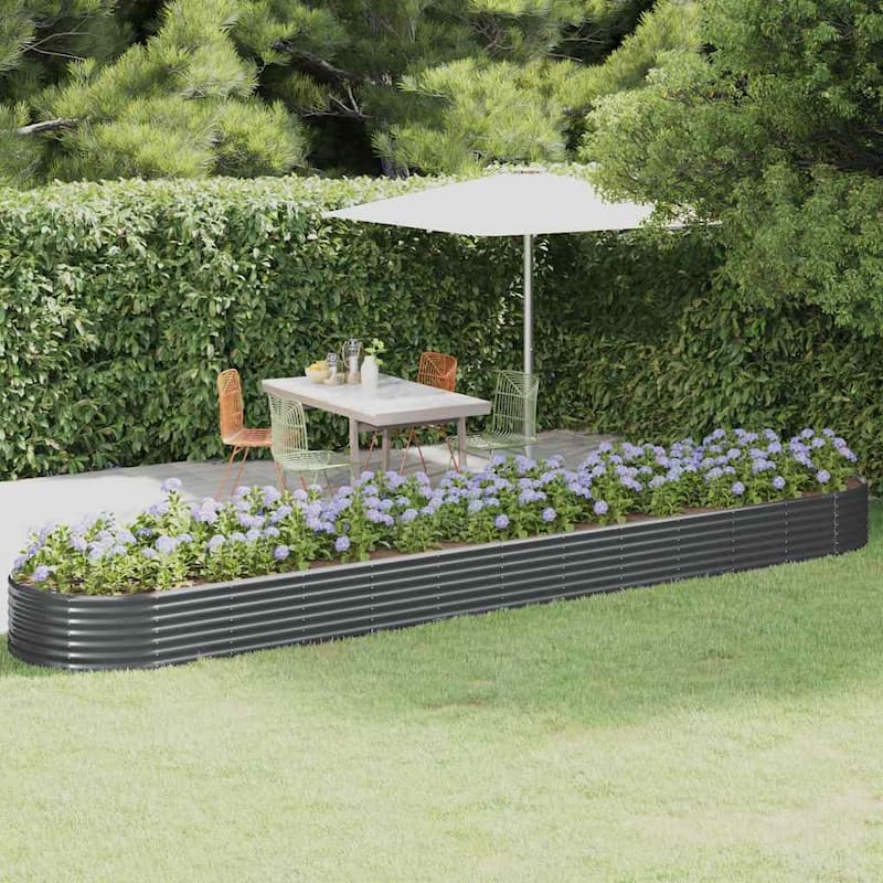 vidaXL Garden Raised Bed Anthracite Powder-coated steel Large Raised Bed - 199.6 x 39.4 x 14.2