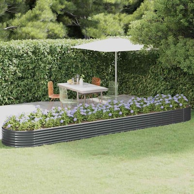 vidaXL Garden Raised Bed Anthracite Powder-coated steel Large Raised Bed - 199.6 x 39.4 x 14.2