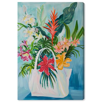 Art Remedy Tropical Flower Bag Gallery Wrapped Flowers In Vase Paintings