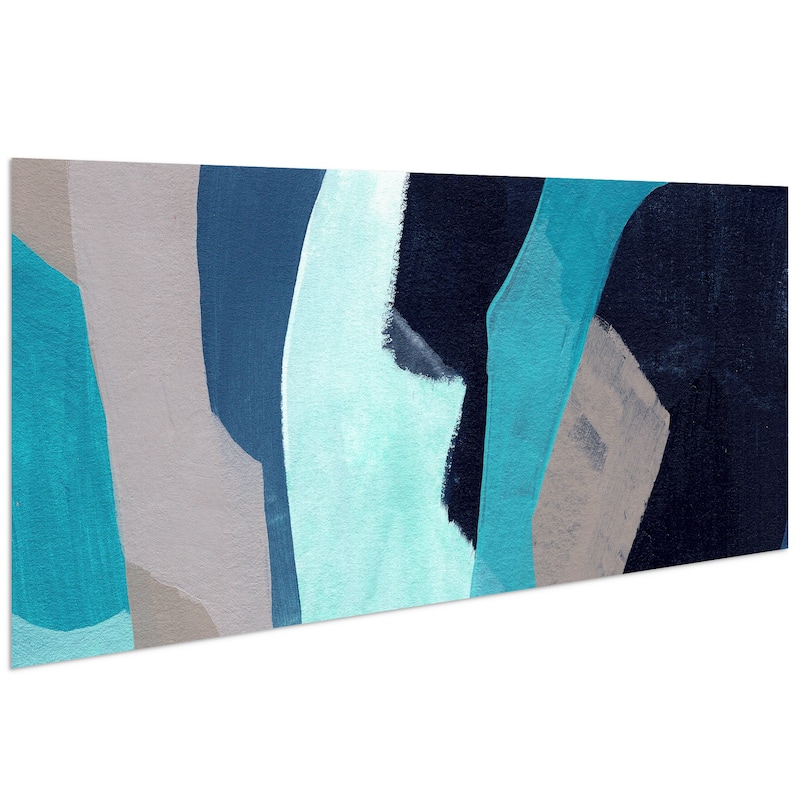 "Puzzle Blues D" Frameless Free Floating Tempered Glass Panel Graphic Wall Art
