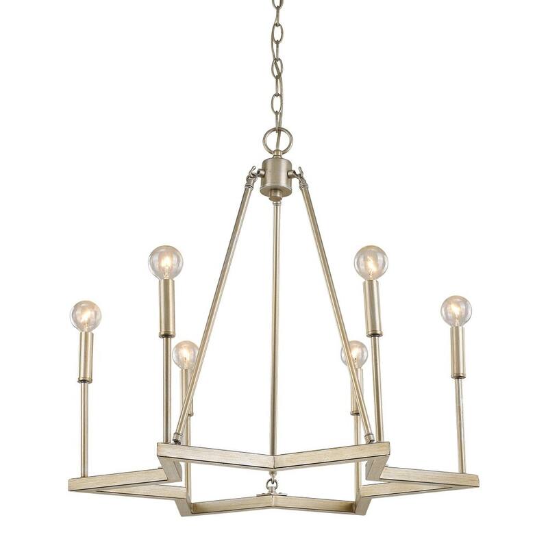 HomeRoots Gold Candle Style Six Light Metal Dimmable Chandelier - 25' X '24.5' X '25