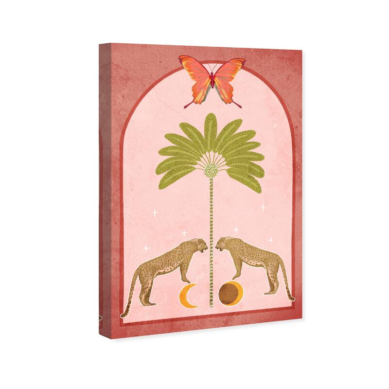 Wynwood Studio Canvas Animals Magical Twin Leopards Pink and Modern & Contemporary Wall Art Canvas Print