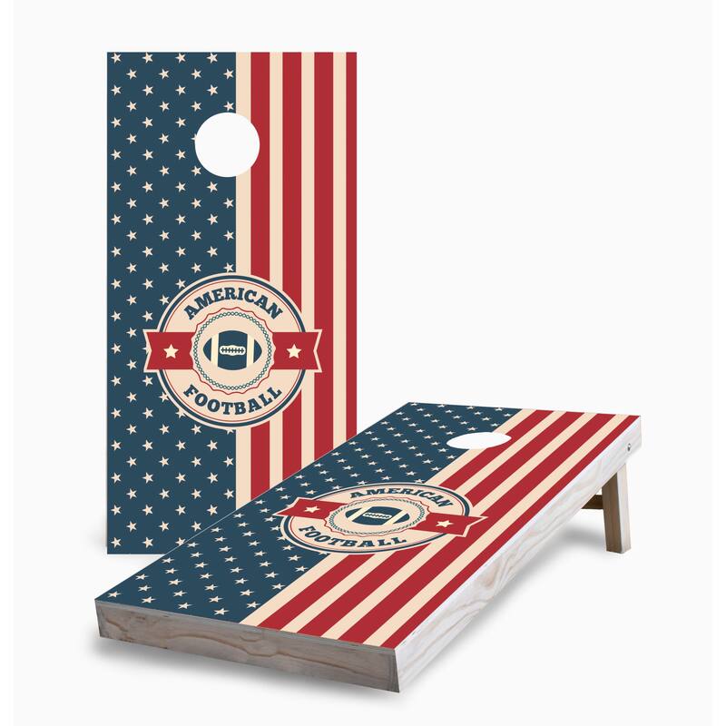 American Football Corn Hole Board Set w Case & Lights - 16 Years and Up