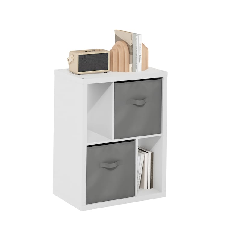 Furinno Viola Multipurpose Shelf with Storage Bin, Dark Oak/Black