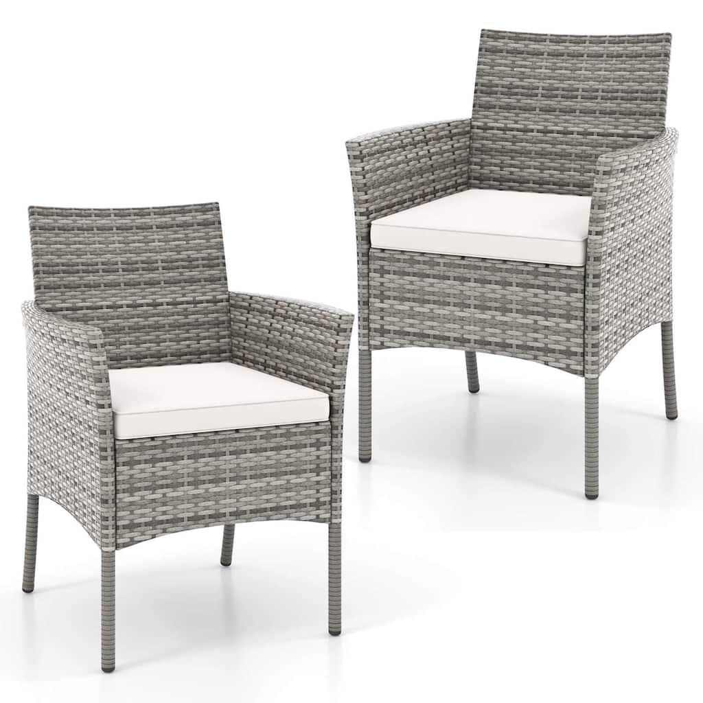 Costway Set of 2 Patio Rattan Arm Dining Chair Cushioned Sofa - See Details