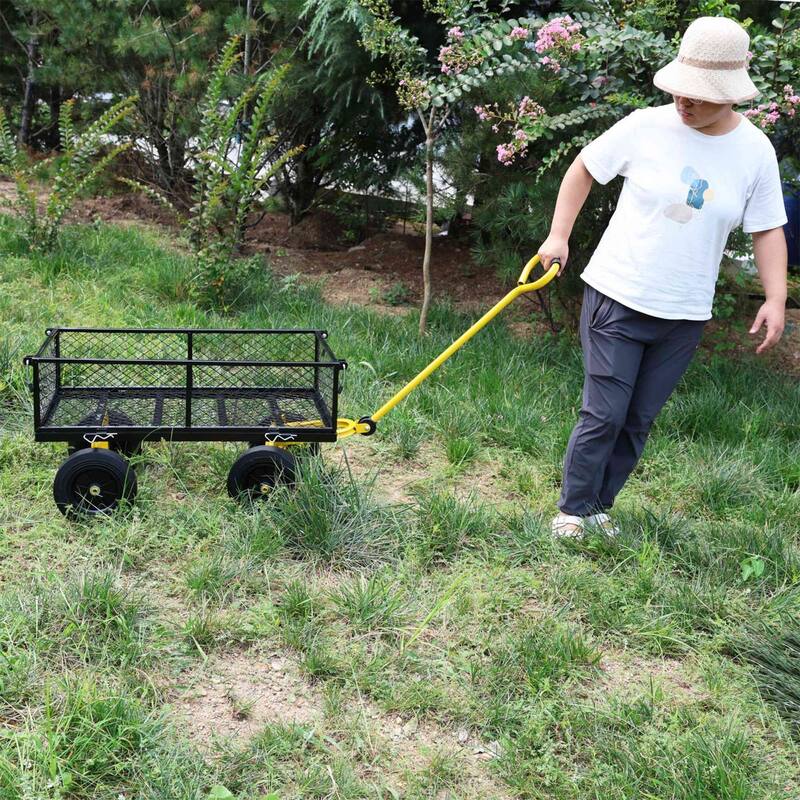 Multi-functional cart with 10-inch solid tires for gardening and farming