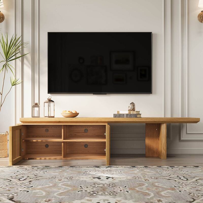 Modern TV stand (extendable) with storage cabinet entertainment center Living room TV stand - Walnut /wood 78.7