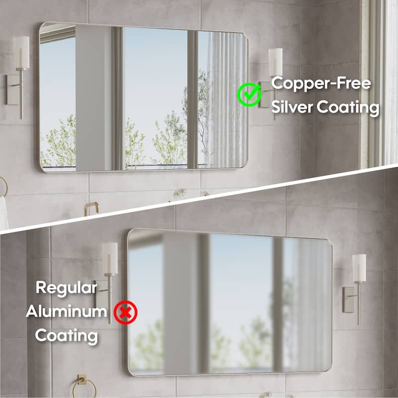 Modern Bathroom Rectangular Wall Mounted Anodized Aluminum Framed Vanity Mirror