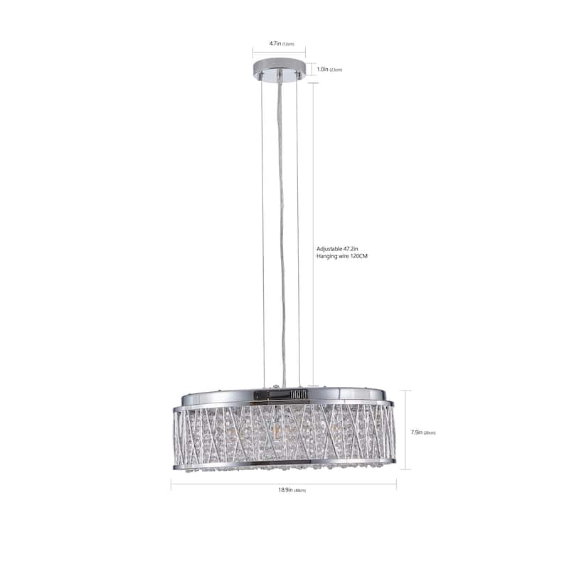 Anmytek 19" Modern Round Crystal Chandelier Flush Mount for Kitchen Island Bedroom - 19 Inch