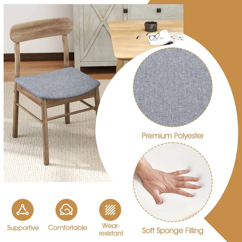 Costway 2/4 PCS Dining Chair Fabric Upholstered Kitchen Armless Chairs - See Details