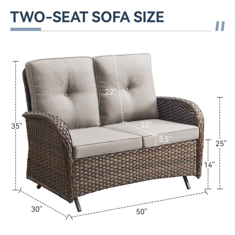Gymojoy Stylish Patio Loveseat Glider Sofa with Cushions