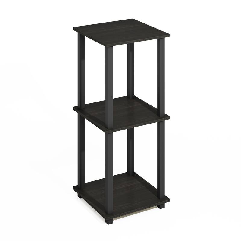 19.6 in. Tall Espresso/Black Wood 2-Shelf Bookcase