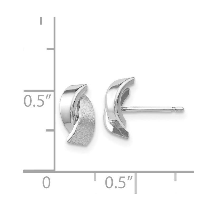 Curata 14k White Gold Polished and Satin Double Button Post Earrings 12x7mm