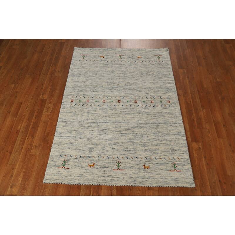 Gabbeh Oriental Area Rug Handmade Tribal Modern Wool Carpet - 4'0" x 5'10"