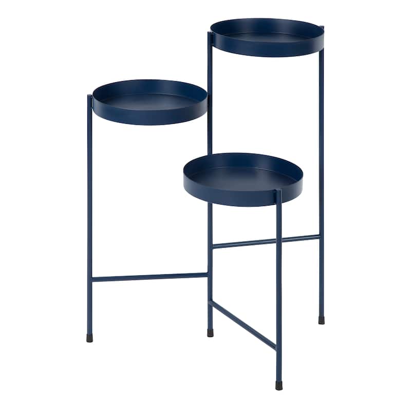 Kate and Laurel Finn Metal 3-tier Modern Plant Stand - 16x21x30 - Navy Blue