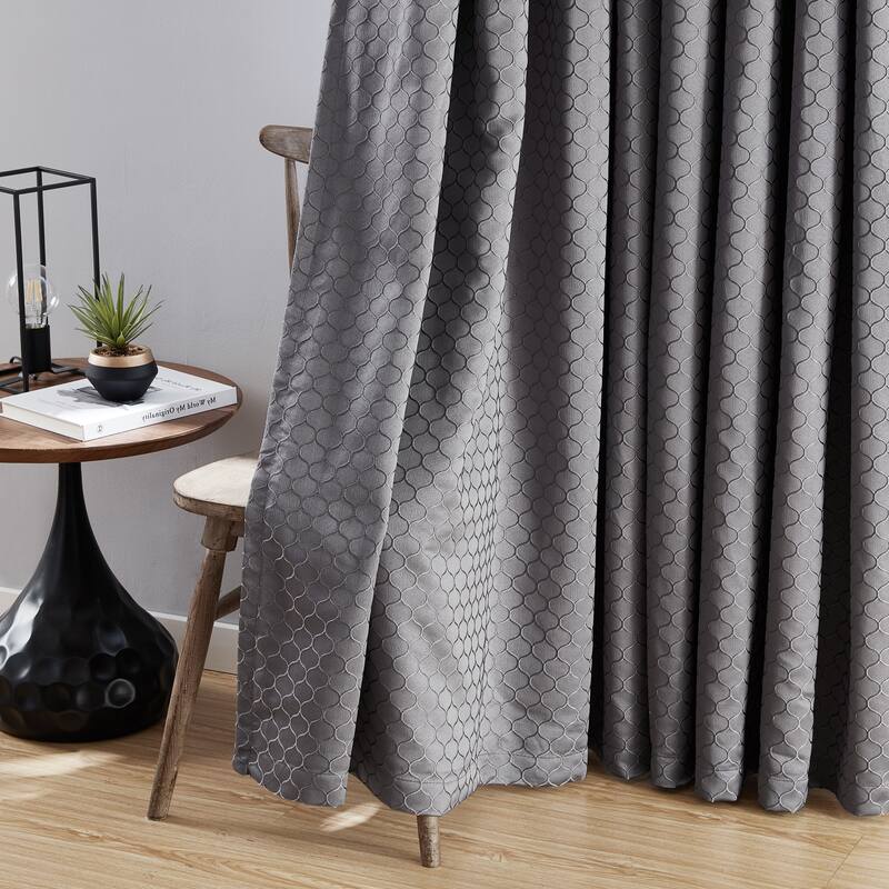 HLC.me Sienna Pattern 100% Complete Blackout Thermal Insulated Double Layer Window Curtain Grommet Panels, Set of 2